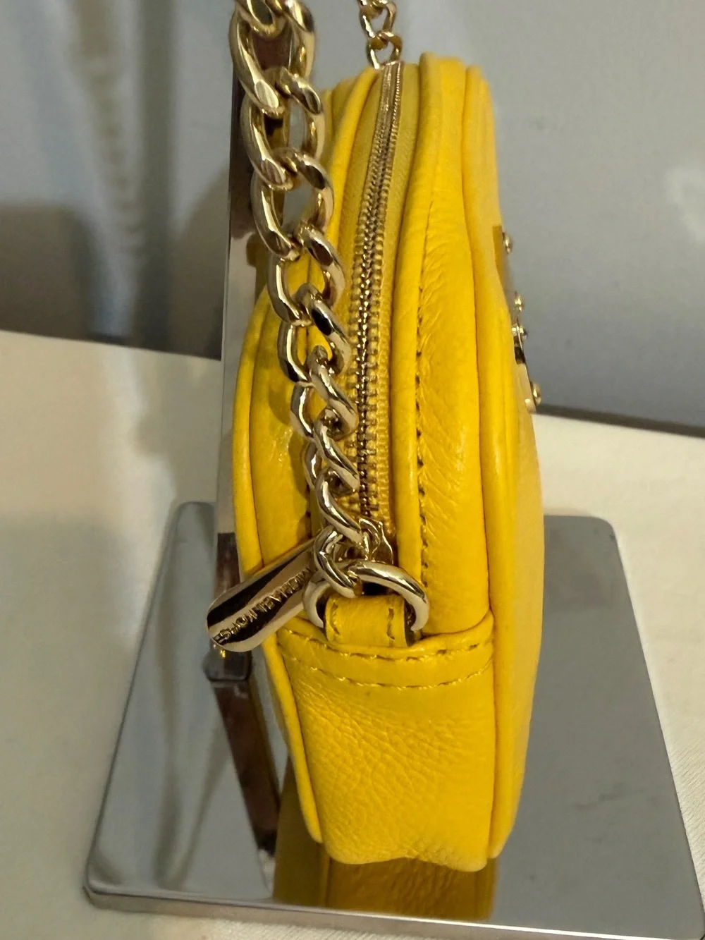 Michael Kors Yellow Pebbled Leather Crossbody Bag with Built In Wallet